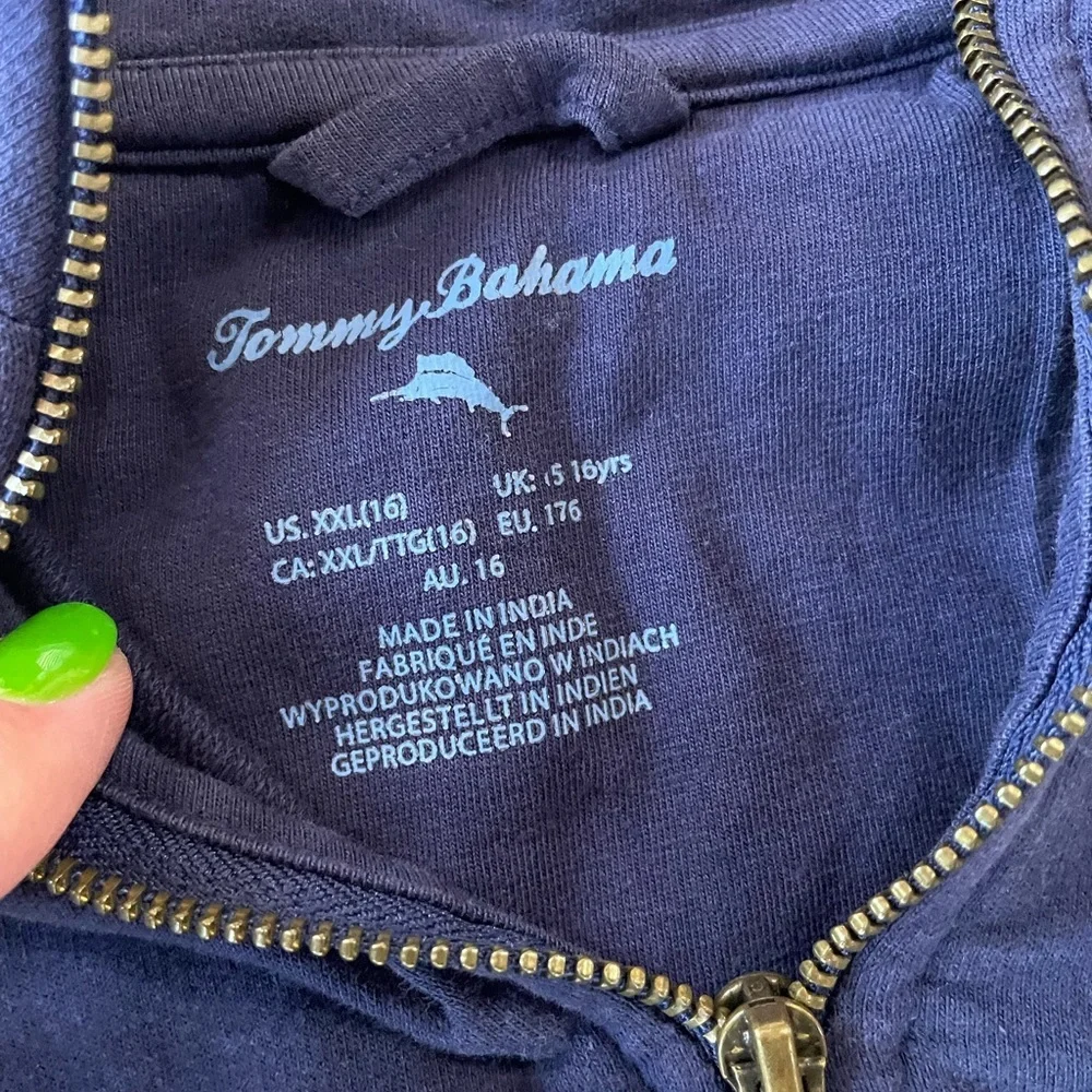 Tommy Bahama Boy’s Cotton Blend Quarter-Zip Pullover in Navy Blue Size XXL
